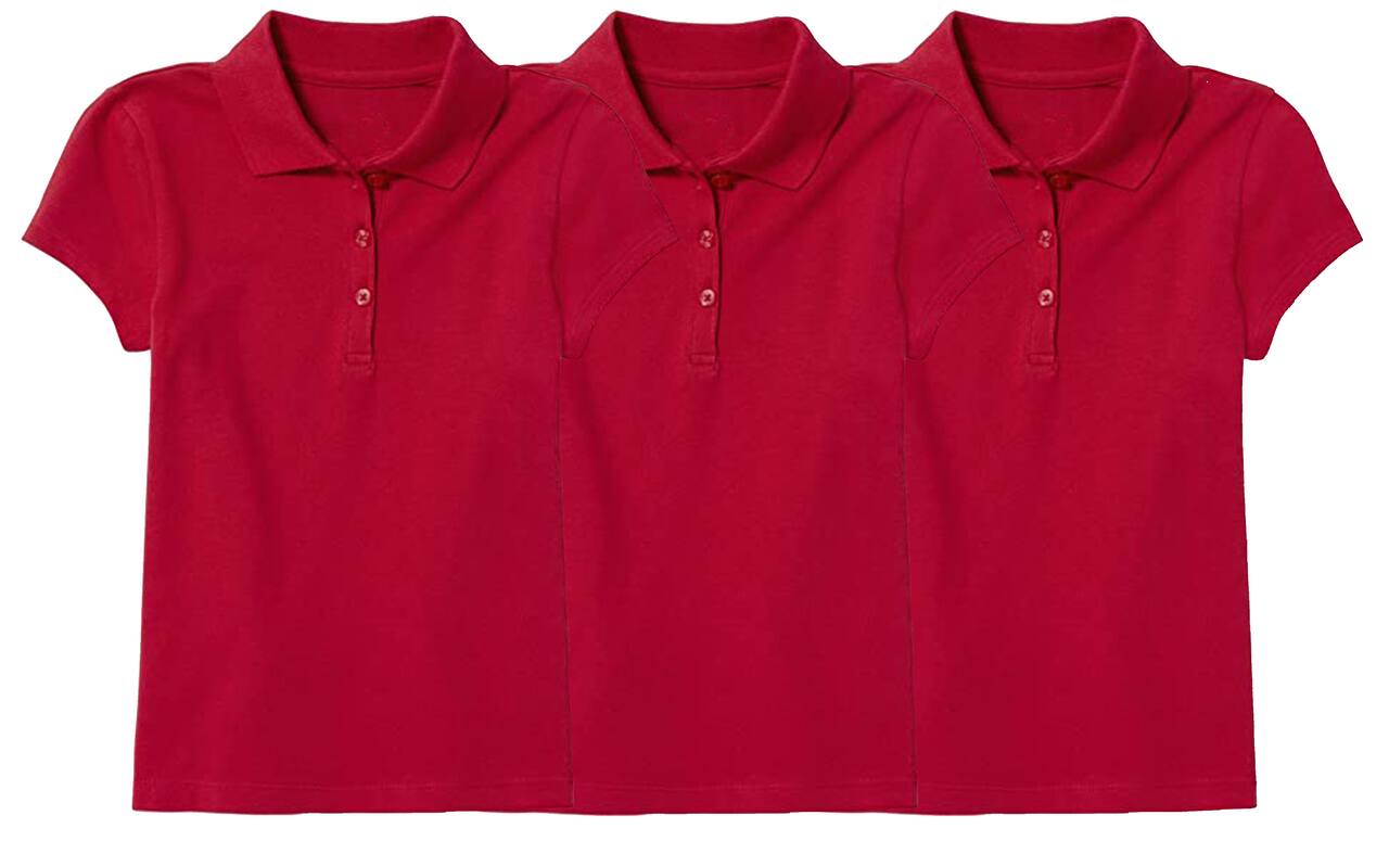 Galaxy by Harvic Short Sleeve Stretch Girl’s Pique Polo Shirt 3 Pack